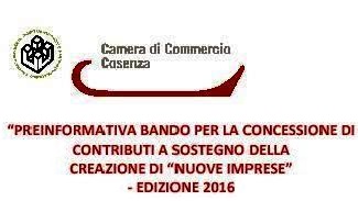 Camera di Commercio Cosenza Bando per la nascita di nuove imprese in particolare quelle giovanili e femminili ( Clicca sulla foto per scaricare bando e modulistica)