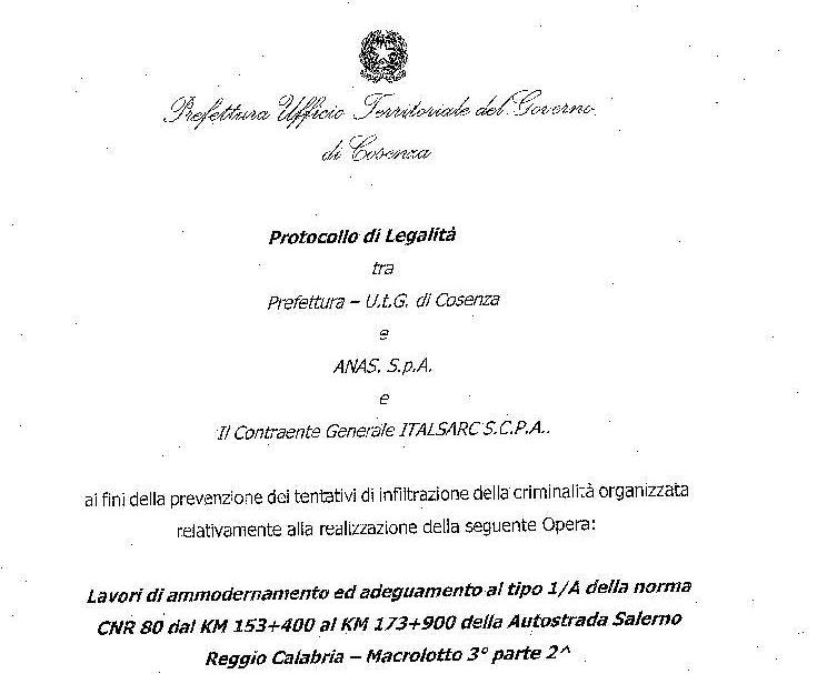 FILLEA CGIL - FILCA CISL - FENEAL UIL - Prefettura - ANAS - ITALSARC 07 Settembre
